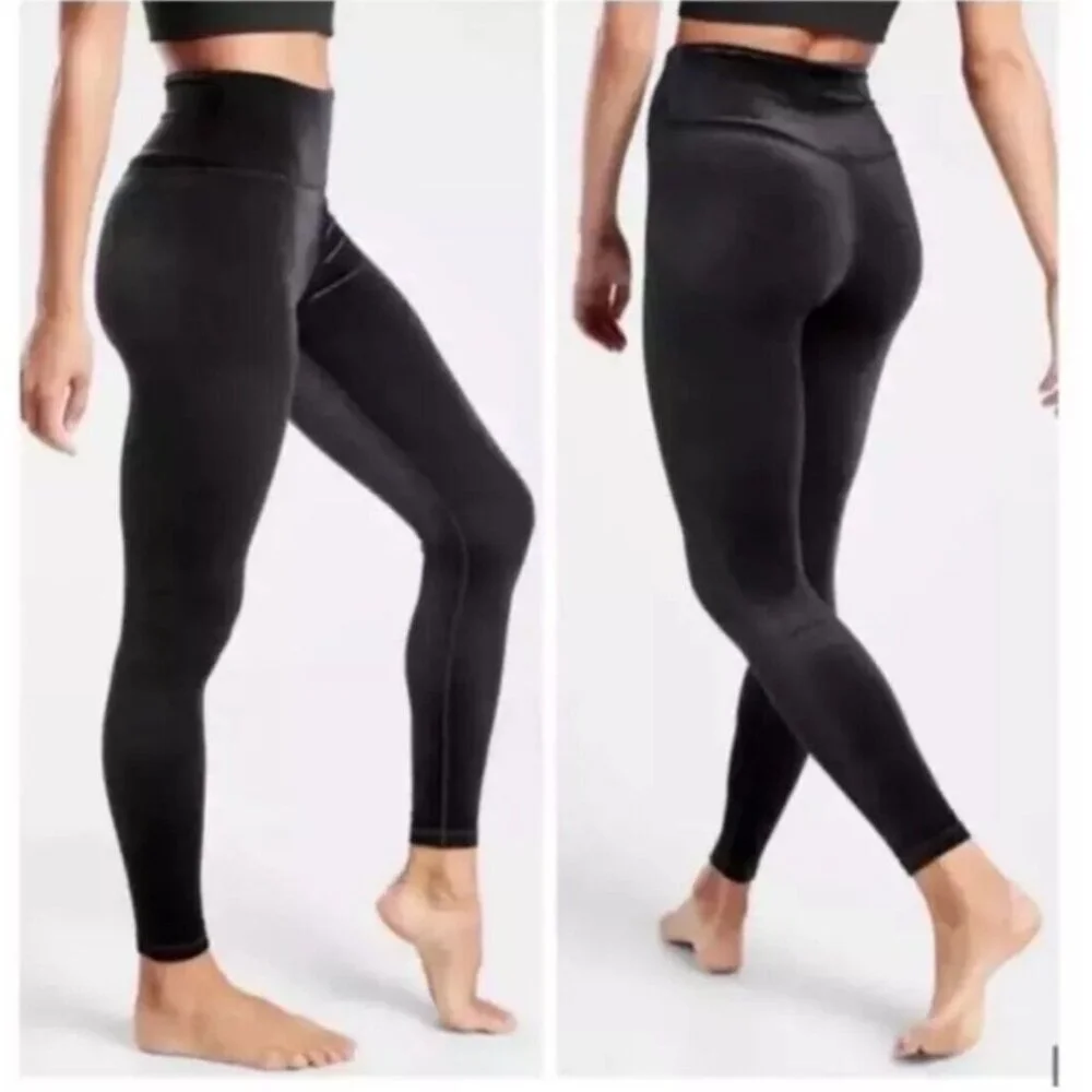 Athleta Elation Ultra High-Rise Velvet Tight/Legging Black Nylon Blend S… - Picture 1 of 7